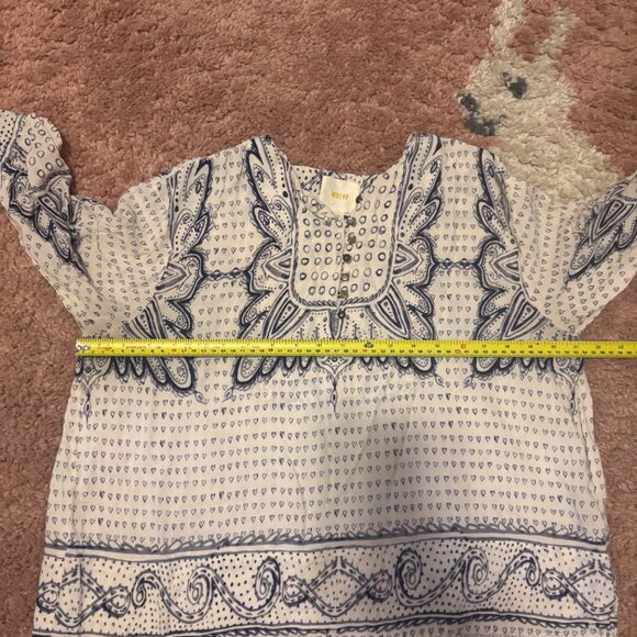 Maeve Anthropologie Small Morgan Top Blue & White Boho Button Down Flowy - Picture 7 of 8